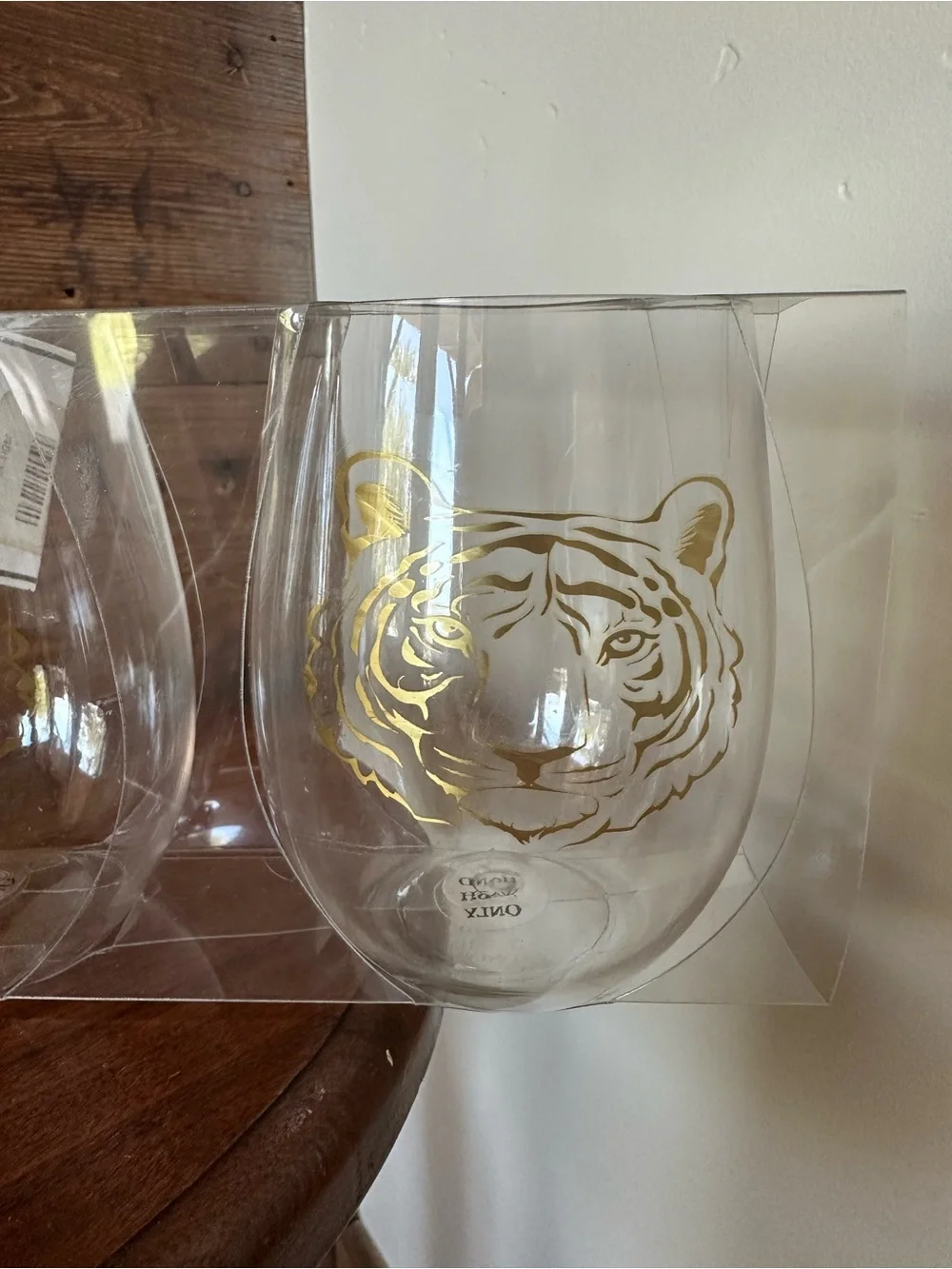 Gold Tiger Stemless Wine Glasses - Set of 4